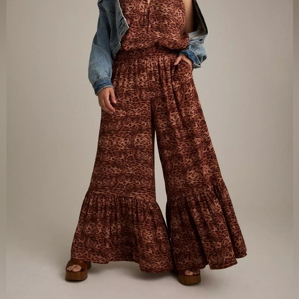 Festi Tiered Straight Pant - Lioness leopard